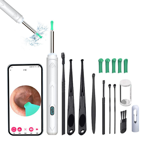 Wireless WiFi Ear Wax Remover with Otoscope Earwax Removal Tool Kit For Adult Kids White