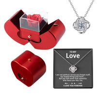 Eternal Preserved Rose Necklace with Box Set for Mom Girlfriend Wife Silver