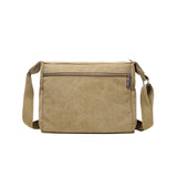 Men's Canvas Shoulder Messenger Bag Casual Crossbody Bag Khaki