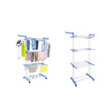 4-Tier Clothes Drying Rack Foldable Laundry Drying Rack with Wheels Blue