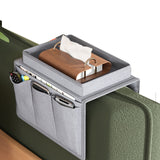 Sofa Armrest Tray Organizer Couch Arm Storage Caddy for Drink Remote Control Cellphone Gray
