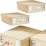 Set of 2 Foldable Bed Sheet Organizer with Transparent Window Stackable Storage Boxes