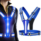 3-Mode LED Reflective Sports Vest for Running Cycling Night Activities Blue