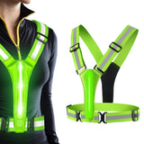 3-Mode LED Reflective Sports Vest for Running Cycling Night Activities Green