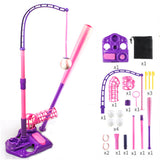 3-in-1 Tee Ball Set for Retractable Baseball Batting Tee Set Pink