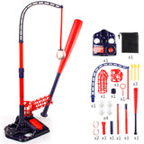 3-in-1 Tee Ball Set for Kids Retractable Baseball Batting Tee Set Red