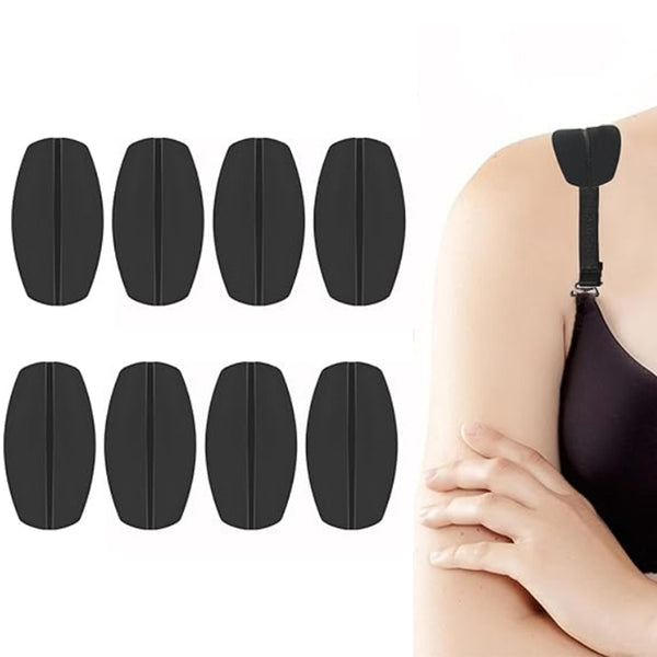 4 Pairs of Silicone Under Bra Strap Pads Cushions Holder Non-slip Soft Shoulder Pads Black
