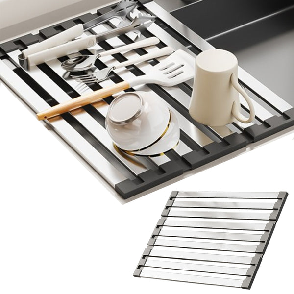 Foldable Over Sink Drying Drainer Stainless Steel Dish Rack for Kitchen