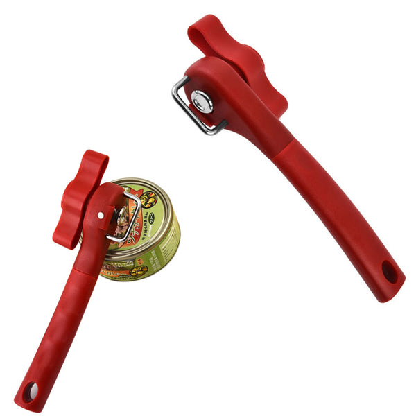 Handheld Smooth Edge Can Opener Ergonomic Manual Secure Cutting Can Opener for Kitchen Restaurant Red