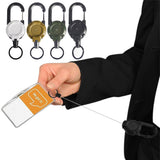 4 Pack Retractable Keychain Carabiner Automatic Badge Reel with 60cm Steel Cable for Keys Flashlights Small Tools