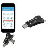 4-in-1 Multi-Port Memory Card Reader – USB, USB-C, Micro USB, SD/TF Card Slots and iOS Charging Port Adapter