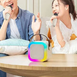 Mini Bluetooth RGB Karaoke Machine with 2 Wireless Microphones for Home Parties and Outdoor Fun Beige