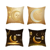 4Pcs 45 x 45cm Throw Pillow Covers Moon and Stars Linen Zipper Cushion Case for Couch Sofa Decor
