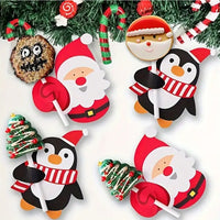 100Pcs Christmas Lollipop Holders Cartoon Lollipop Candy Paper Card for Kids Gift Package Decor Style 3