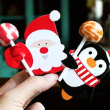 100Pcs Christmas Lollipop Holders Cartoon Lollipop Candy Paper Card for Kids Gift Package Decor Style 3