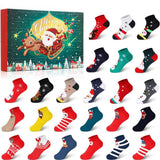 24-Day Funny Christmas Socks Advent Calendar – 12 Pairs Unisex Holiday Socks Ankle Socks
