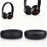 Pair of Replacement Ear Pads for Solo 4 Headphones – Soft Protein Leather Black