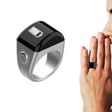 Bluetooth Smart Counter Ring – Digital Tasbih Tally Clicker with Alarm Clock Silver