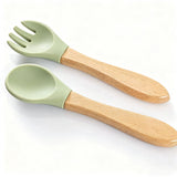 10-Piece Silicone Baby Feeding Set – Suction Plate Bowl Bib Cup and Utensils Army Green