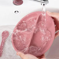 10-Piece Silicone Baby Feeding Set – Suction Plate Bowl Bib Cup and Utensils Brick Red