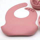 10-Piece Silicone Baby Feeding Set – Suction Plate Bowl Bib Cup and Utensils Brick Red