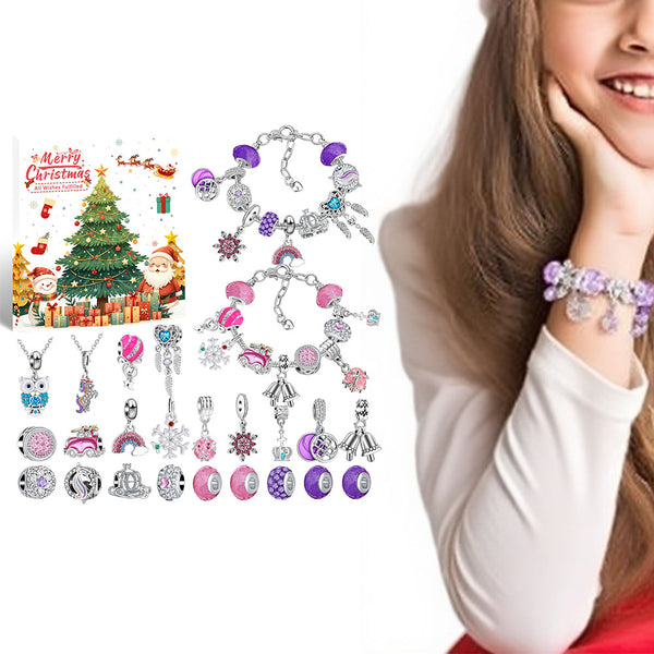 Jewellery Advent Calendar for Girls – DIY Bracelet Christmas Gift Set Style 1