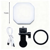 Portable RGB Selfie Light Clip-On 5 Color Modes & Brightness for Live Streaming
