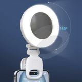Makeup Selfie Light with Mirror 3 Light Modes & 180 Degrees Rotating Clip White