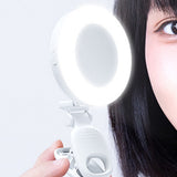 Makeup Selfie Light with Mirror 3 Light Modes & 180 Degrees Rotating Clip White