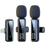 2-Pack Wireless Clip-On Mic with Digital Display Compatible with Lightning Devices