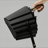 10-Rib Automatic Folding Umbrella Large Canopy Travel Umbrella Portable Rain Umbrella Black