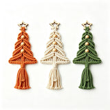 3 PCS Handwoven Bohemian Christmas Tree Hanging Ornaments with Tassels