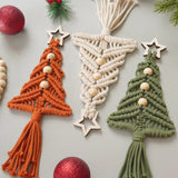 3 PCS Handwoven Bohemian Christmas Tree Hanging Ornaments with Tassels