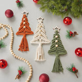 3 PCS Handwoven Bohemian Christmas Tree Hanging Ornaments with Tassels