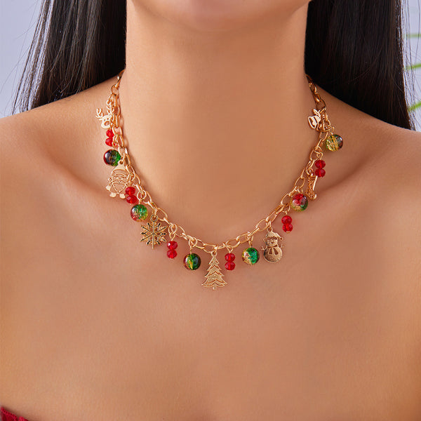 Christmas Necklace with Jingle Bell Pendant Festive Holiday Jewelry Style 1