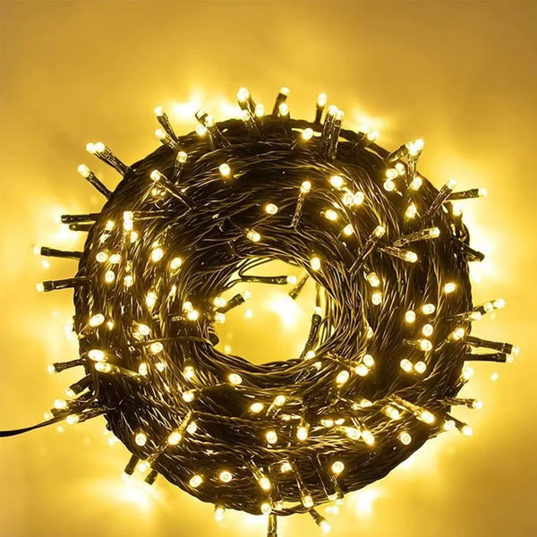 Solar-Powered LED String Fairy Lights for Outdoor Garden Decoration Warm White