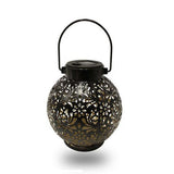 Solar Iron Peony Carving Outdoor Lantern for Garden Decoration Black