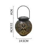 Solar Iron Peony Carving Outdoor Lantern for Garden Decoration Black