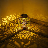 Solar Iron Peony Carving Outdoor Lantern for Garden Decoration Copper