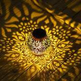 Solar Iron Peony Carving Outdoor Lantern for Garden Decoration Copper