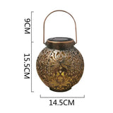 Solar Iron Peony Carving Outdoor Lantern for Garden Decoration Copper