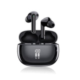 Wireless Bluetooth Noise-Cancelling In-Ear Earbuds with LED Display Black