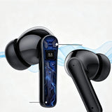 Wireless Bluetooth Noise-Cancelling In-Ear Earbuds with LED Display Black