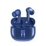 Wireless Bluetooth Noise-Cancelling In-Ear Earbuds with LED Display Dark Blue