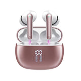 Wireless Bluetooth Noise-Cancelling In-Ear Earbuds with LED Display Rose Gold