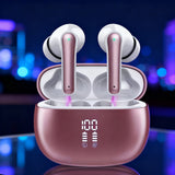 Wireless Bluetooth Noise-Cancelling In-Ear Earbuds with LED Display Rose Gold