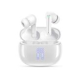 Wireless Bluetooth Noise-Cancelling In-Ear Earbuds with LED Display White