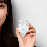 Wireless Bluetooth Noise-Cancelling In-Ear Earbuds with LED Display White
