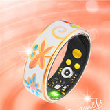 Bluetooth Vintage Enamel-Style Smart Ring Water-Resistant Fitness & Health Tracker Black