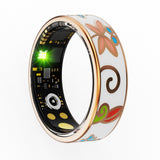 Bluetooth Vintage Enamel-Style Smart Ring Water-Resistant Fitness & Health Tracker Black